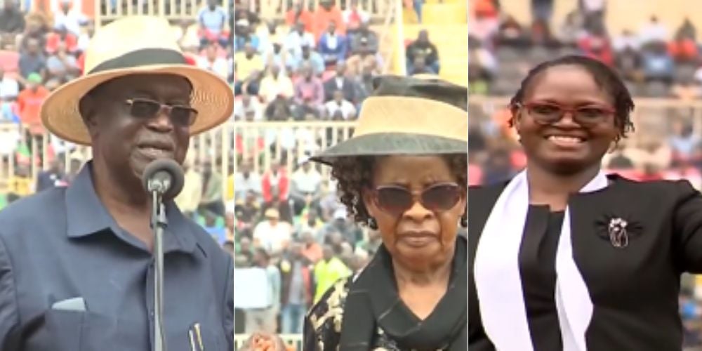A collage of Oburu Odinga and his wives.